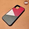 ốp lưng da iphone 12 phối màu đỏ xanh oliu
