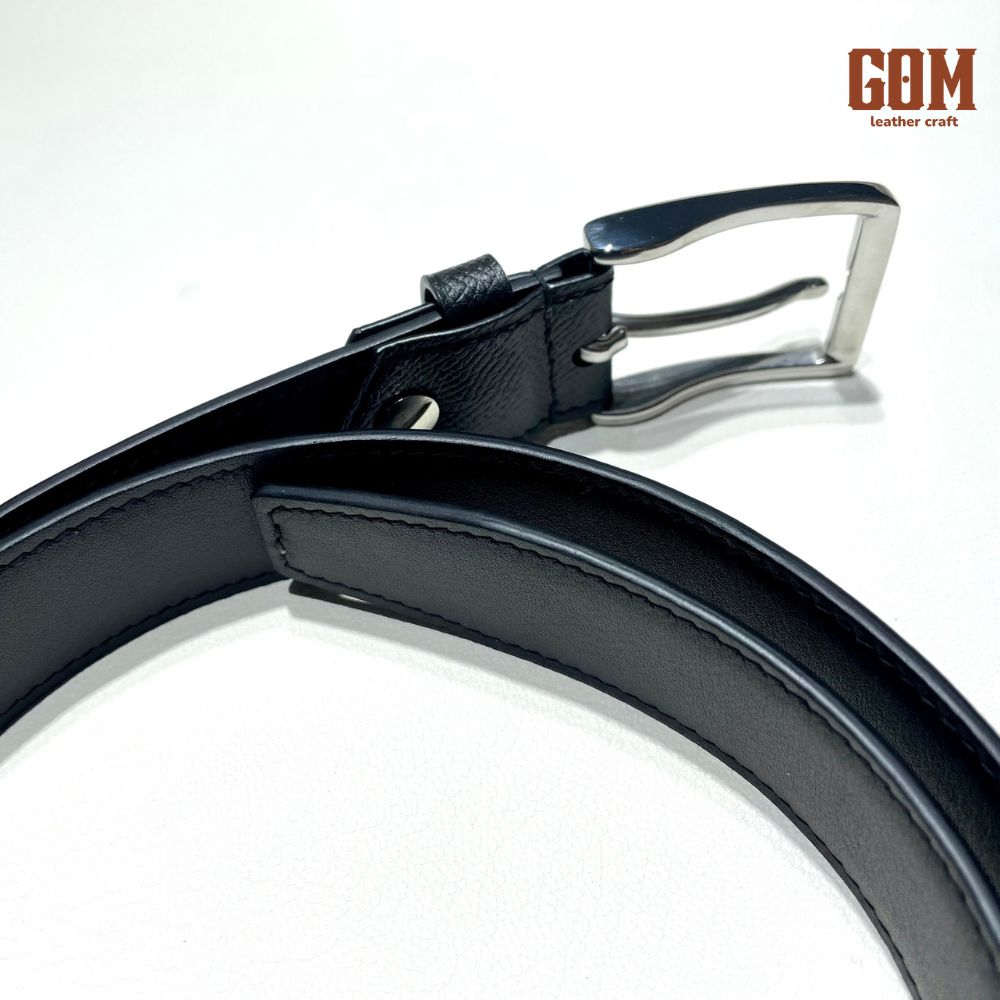 thắt lưng nam handmade da epsom đen 30mm 2