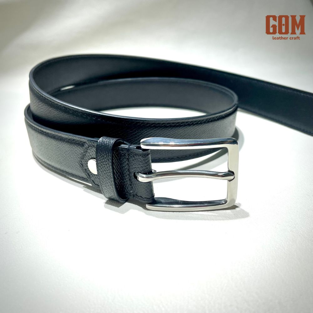 thắt lưng nam handmade da epsom đen 30mm