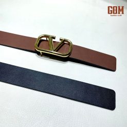 thắt lưng nữ handmade xoay 2 mặt da đen - nâu 30mm 2