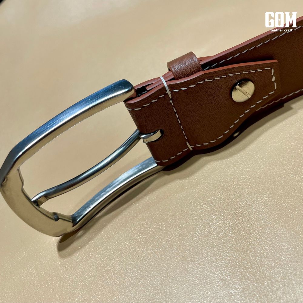 thắt lưng da handmade đà nẵng màu nâu size 35 - 2