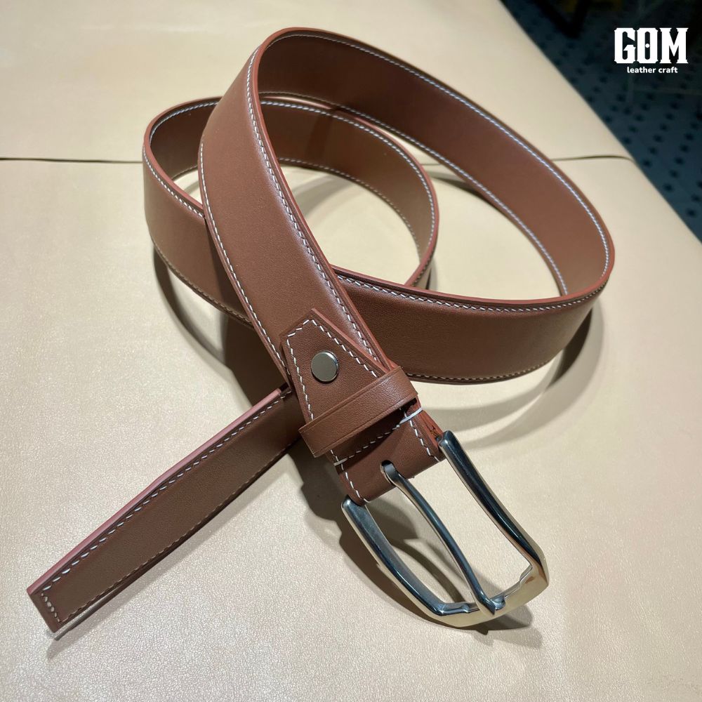 thắt lưng da handmade đà nẵng màu nâu size 35