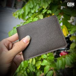 ví da nam thủ công handmade da bò vân epsom màu nâu đậm