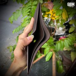 ví da nam thủ công handmade da bò vân epsom màu nâu đậm 2